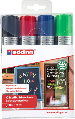 edding 4090 - Pochette 4 couleurs (noir, rouge, bleu, vert clair)