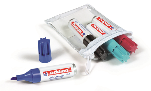 edding 0,5 Mini-marqueur permanent étui de 4 assorti
