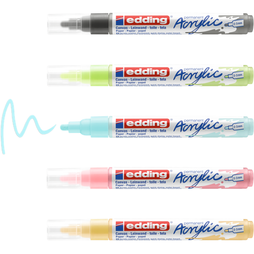edding 5100 Marq acr moy étui 5 assor pastel