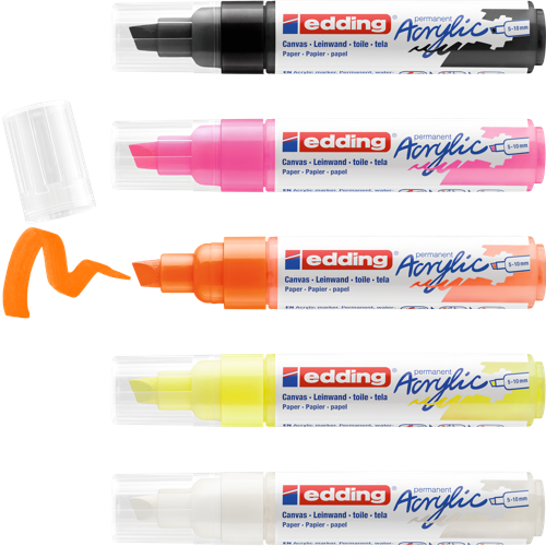 edding 5000 Marq acr larg étui 5 asso fluo