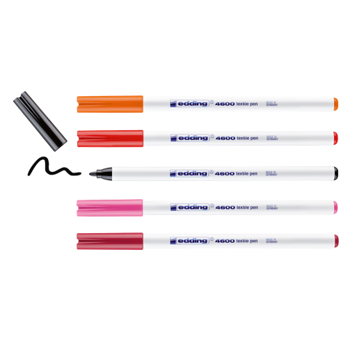 edding 4600 Feutre pour textiles étui de 5 assorti, chaud