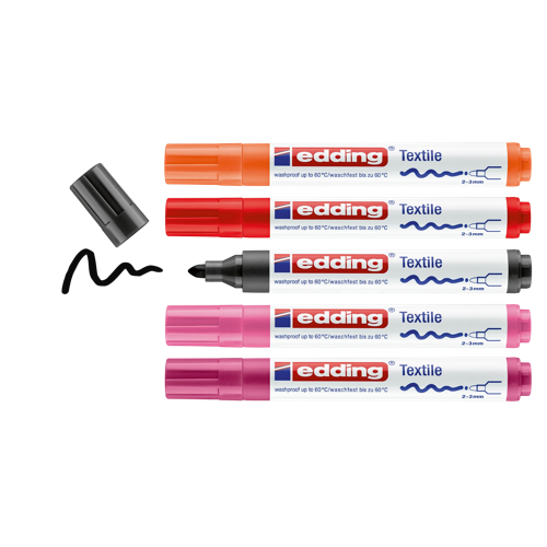edding 4500 Marqueur pour textiles étui de 5 assortis chaud