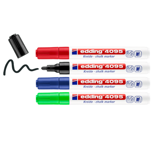 edding 4095 Marqueur craie liquide étui de 4 assorti