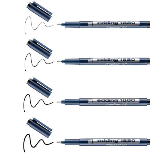 edding 1880 Drawliner étui de 4 noir