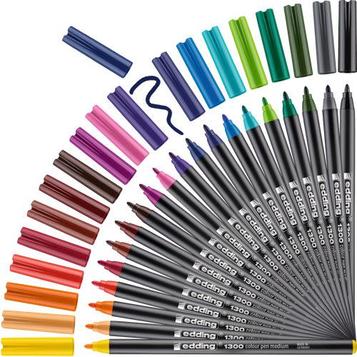 edding 1300 Feutre de coloriage moyen boîte métallique de 20 assorti