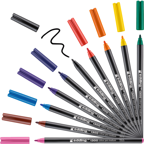 edding 1300 Feutre de coloriage moyen boîte métallique de 10 assorti