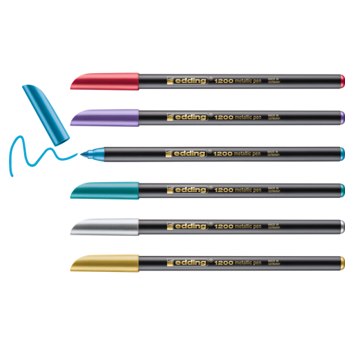 edding 1200 Feutre de coloriage métallique boîte métallique de 6 assorti