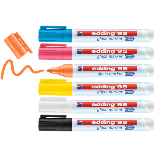 edding 95 Marqueur pour verre étui de 6 assortis