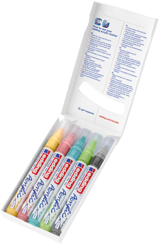 edding 5100 Marq acr moy étui 5 assor pastel