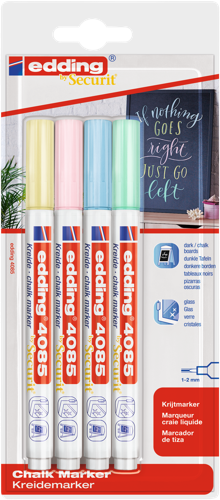 edding 4085 Marqeur craie liquide blister de 4 assorti pastel