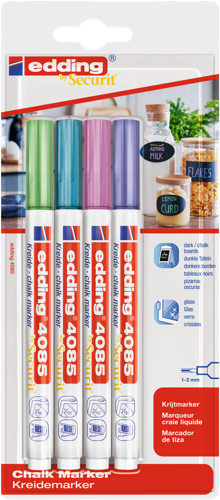 edding 4085 Marqeur craie liquide blister de 4 assorti métallisé