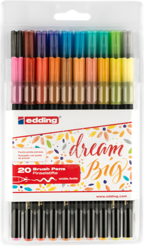 edding 1340 Feutre pointe pinceau étui de 20 assortis
