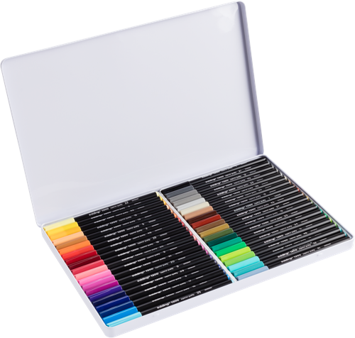 edding 1300 Feutre de coloriage moyen boîte métallique de 40 assorti