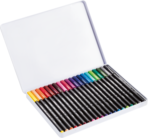 edding 1300 Feutre de coloriage moyen boîte métallique de 20 assorti