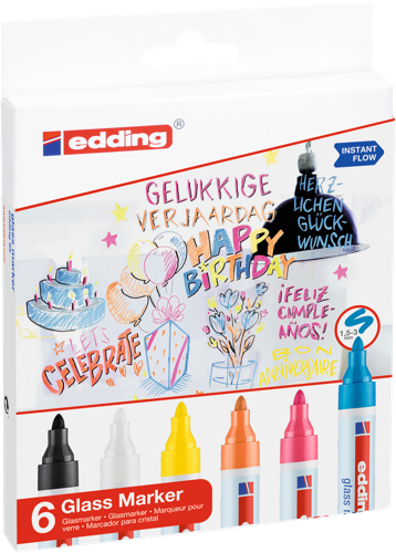 edding 95 Marqueur pour verre étui de 6 assortis