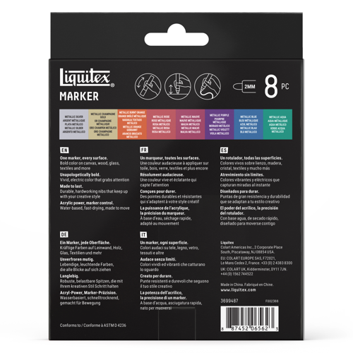 Liquitex Marker 8 x 2 mm - Set Métallique