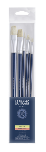 Lefranc Bourgeois Enfants Assortiment de 6 Pinceaux pour l'Huile en Soies de Porc à Manche Long