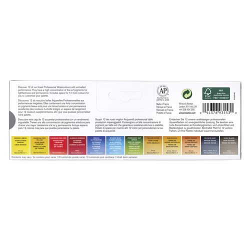Winsor & Newton Boîte Métal de Voyage Personnalisable Aquarelle Professionnelle