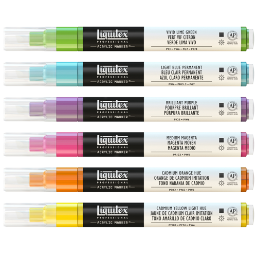 Liquitex Set 6 Markers Pointe Fine Couleurs Vives