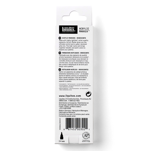 Liquitex Set 3 Marqueurs Pointe Fine Couleurs Iridescentes