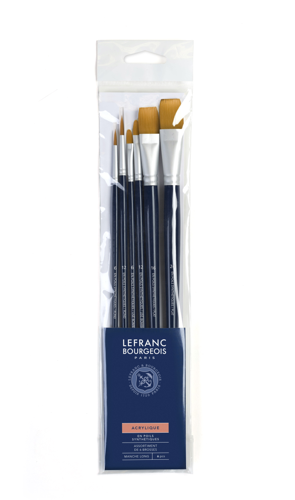Lefranc Bourgeois Assortiment de Pinceaux Fins à Manche Long 6 pièces