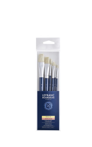 Lefranc Bourgeois Assortiment de Pinceaux pour l'Huile en Soies de Porc à Manche Court
