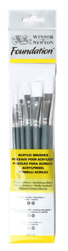 Winsor & Newton Foundation Pinceaux Acrylique x6 Manche Court