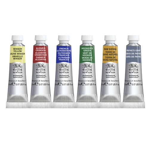 Winsor & Newton Professional Watercolour 6x5ml Tubes Set Fondamentales Row
