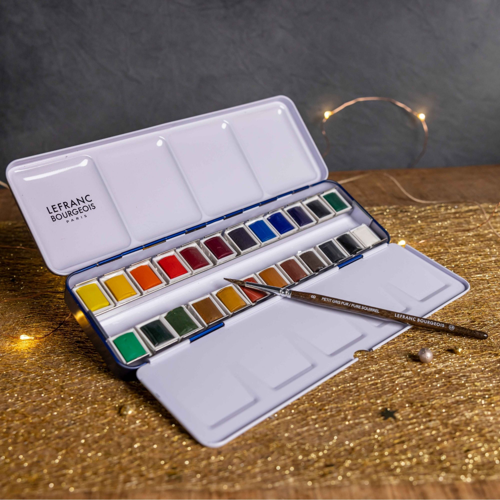 Lefranc Bourgeois Set d’Aquarelle Fine de 24 Demi Godets