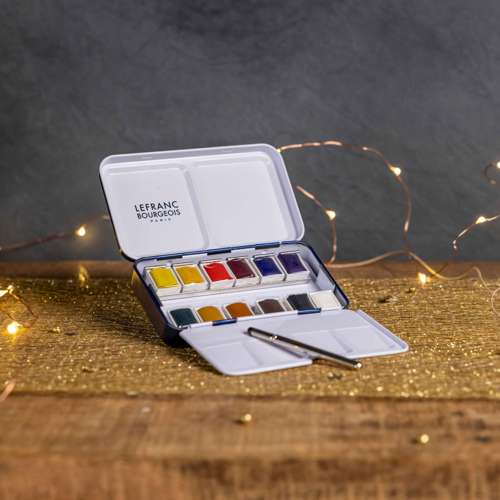 Lefranc Bourgeois Set d’Aquarelle Fine de 12 Demi Godets