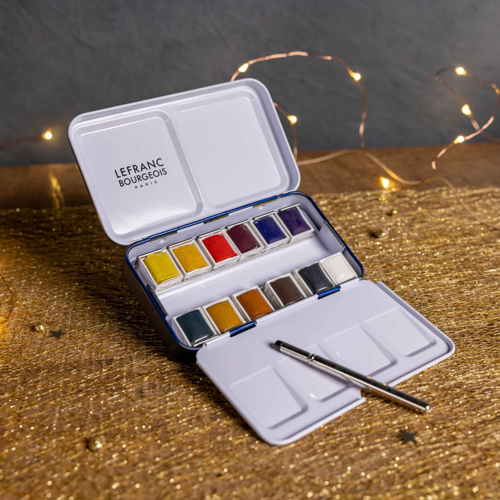 Lefranc Bourgeois Set d’Aquarelle Fine de 12 Demi Godets