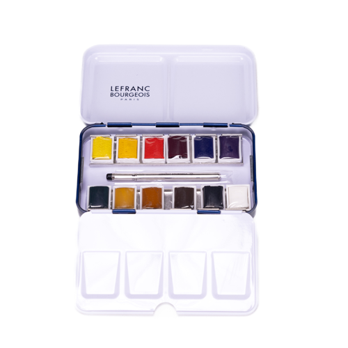 Lefranc Bourgeois Set d’Aquarelle Fine de 12 Demi Godets