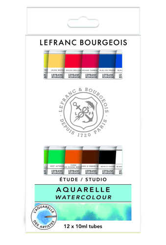 Lefranc Bourgeois Assortiment d'Aquarelle Etude 12 tubes