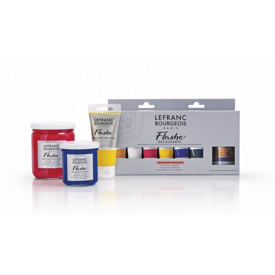 Lefranc Bourgeois Acrilico Flashe Set 6 Tubi Da 20ml - + Vernice Finale Opaca 120ml