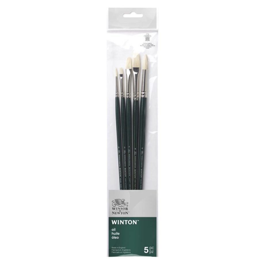 Winsor & Newton Set 5 Pennelli Winton V1 - Manico Lungo