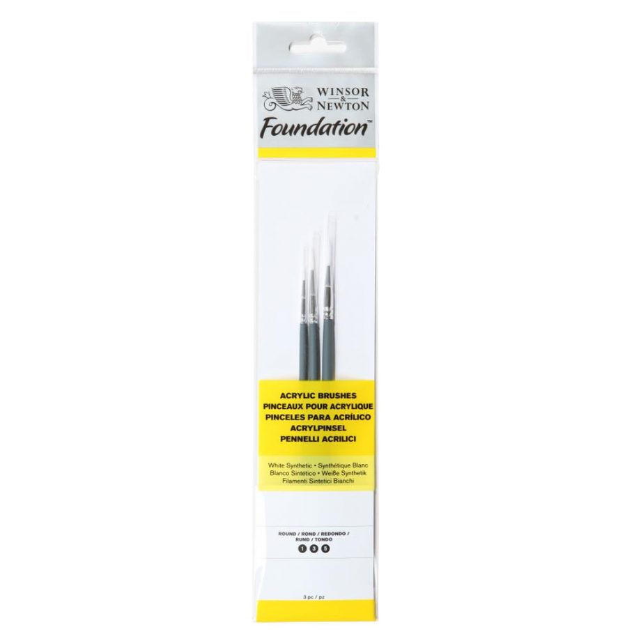 Winsor & Newton Foundation Pennello Acrylic - Manico Corto - Size 1 - 3 Pack