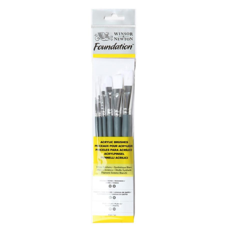 Winsor & Newton Foundation Pennello Acrylic - Manico Corto - Size 7 - 6 Pack