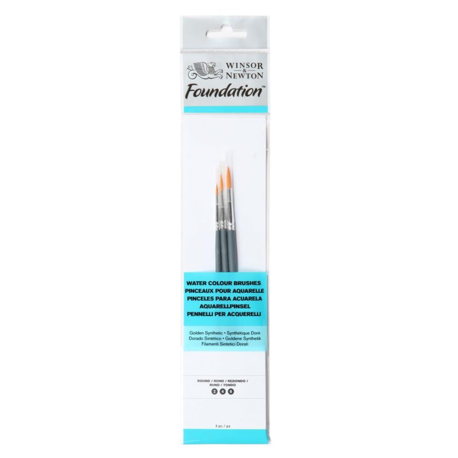 Winsor & Newton Foundation Pennello Acquarello - Manico Corto - Size 10 -3 Pack