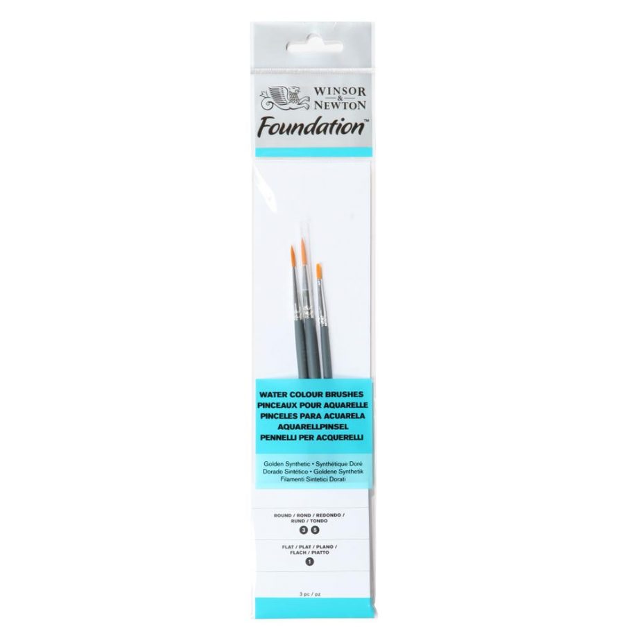 Winsor & Newton Foundation Pennello Acquarello - Manico Corto - Size 11 - 3 Pack