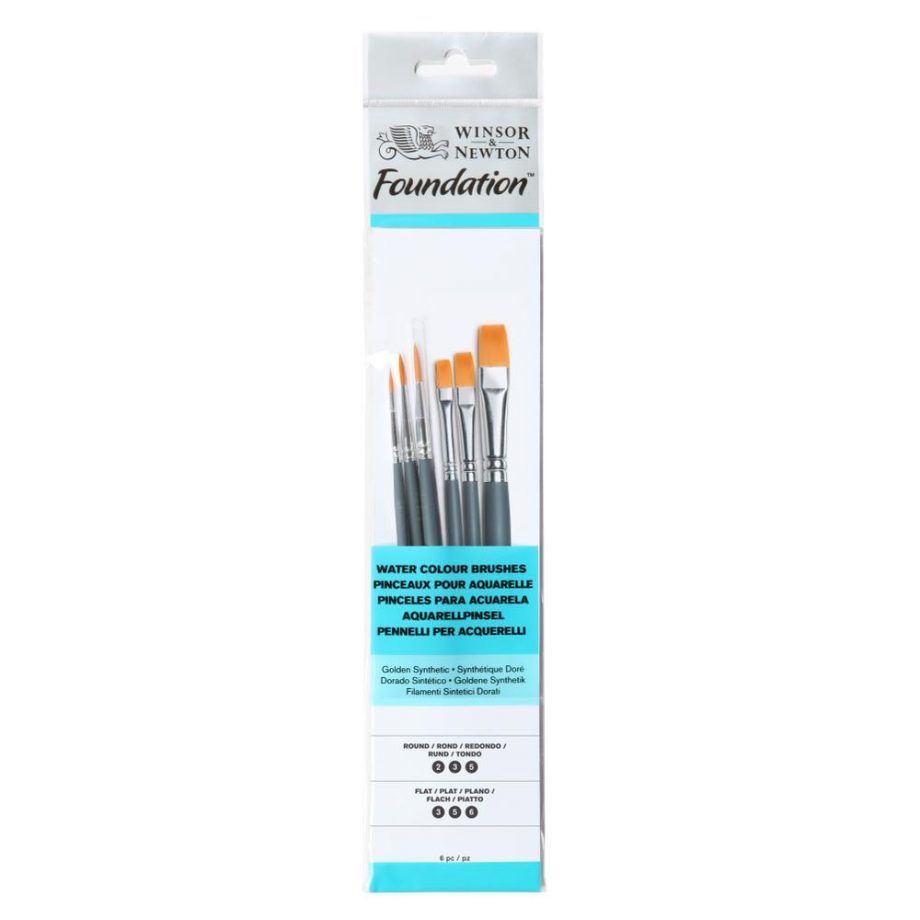 Winsor & Newton Foundation Pennello Acquarello - Manico Corto - Size 15 - 6 Pack