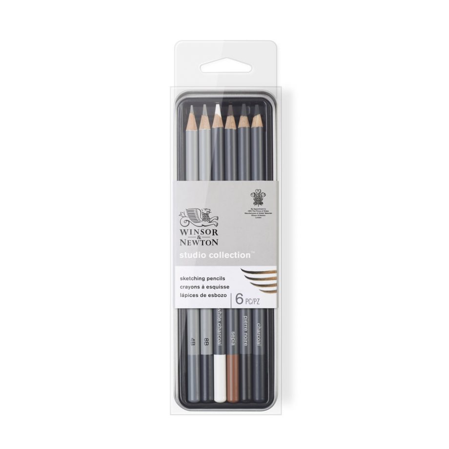 Winsor & Newton Studio Collection Scatola in metallo 6 matite da schizzo