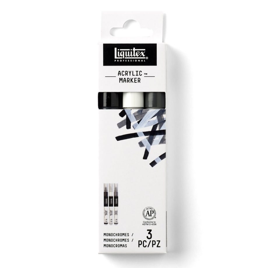 Liquitex Marker Acrilico Punta 2mm Set x 3 Colori Essenziali