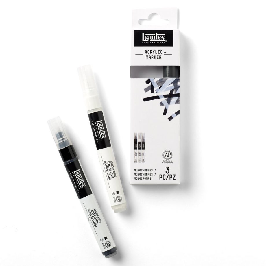 Liquitex Marker Acrilico Punta 2mm Set x 3 Colori Essenziali