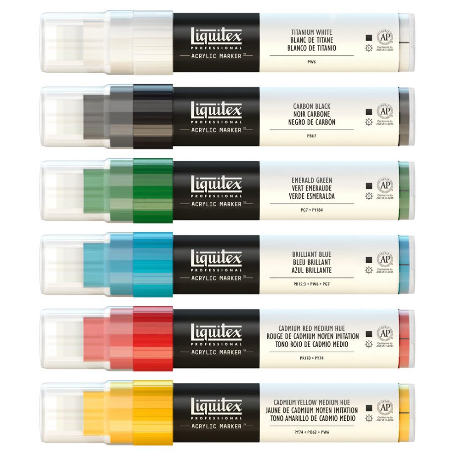 Liquitex Marker Acrilico Punta 15mm Set x 6 Colori Classici