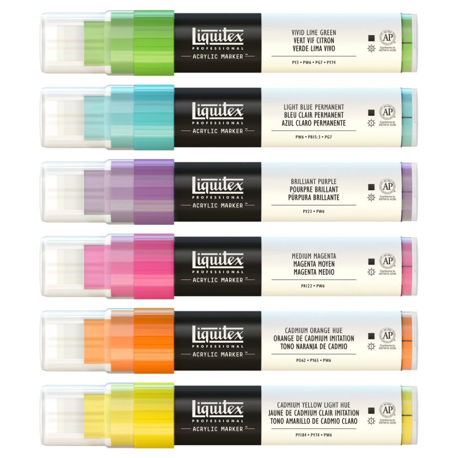 Liquitex Marker Acrilico Punta 15mm Set x 6 Colori Vici