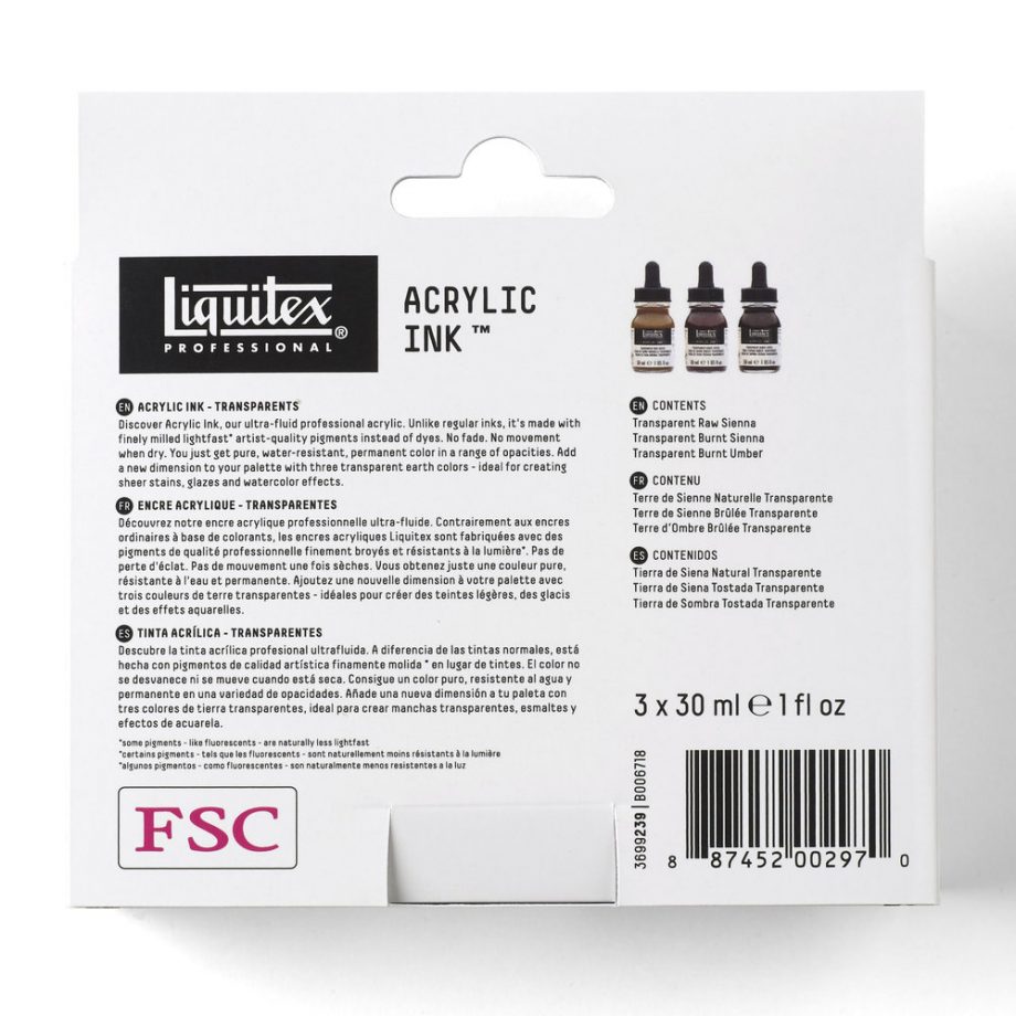 Liquitex Inchiostro Acrilico Professional Set 3x30 ml Colori Trasparenti