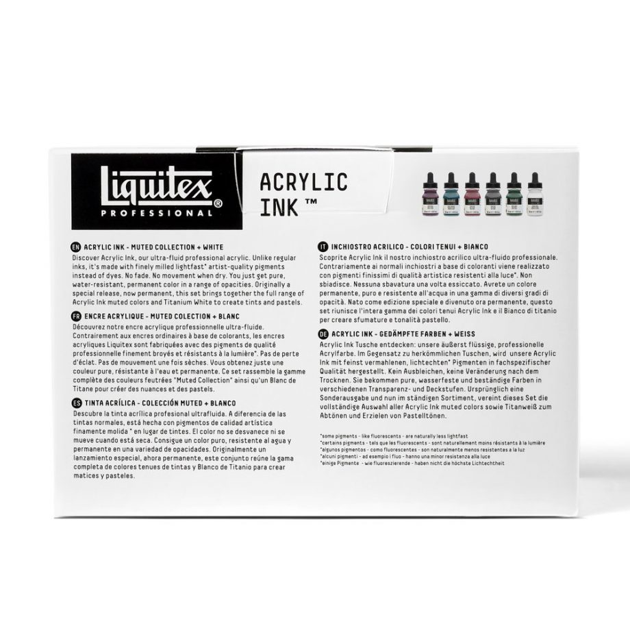 Liquitex Inchiostro Acrilico Professional Set 6x30 ml Colori Tenui + Bianco