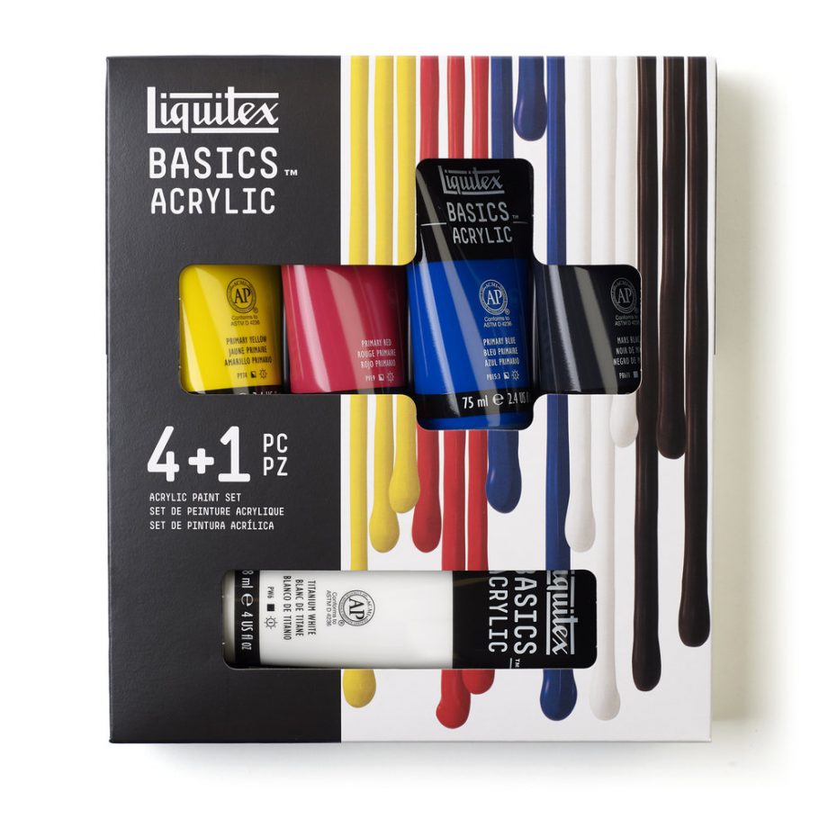 Liquitex Basics Colori Acrilici Set 4x75ml, Biano 118ml colori essenziali