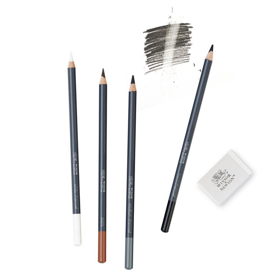 Winsor & Newton Studio Collection - Scatola in Metallo 4 Matite per Schizzo + Gomma (Blister)