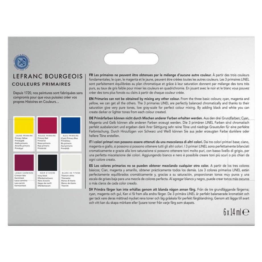 Lefranc Bourgeois Linel Tempera Extrafine - Set 6x14ml (Colori Primari)